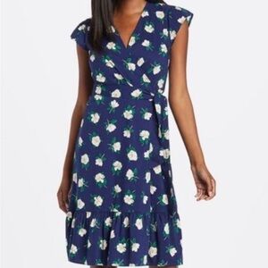 Draper James Navy Floral Midi Dress
